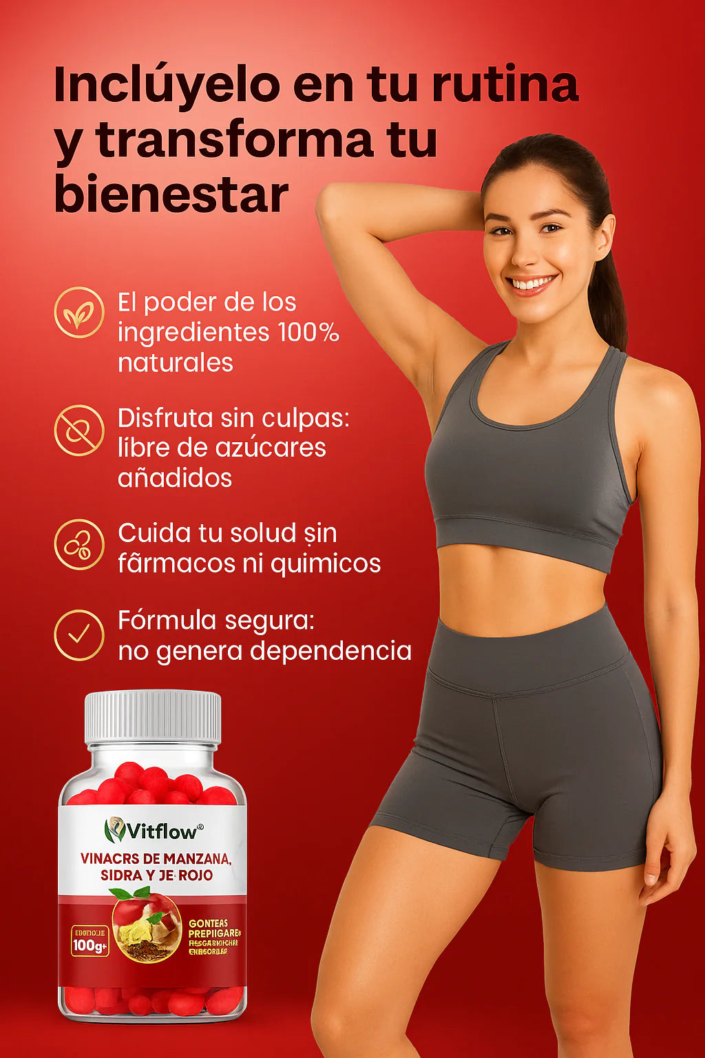 2X1 VitFlow ® – Gomitas de vinagre de manzana, Sidra y Té Rojo