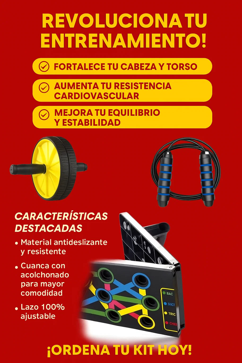 GymPro Pack™ – Tabla, Rueda y Lazo