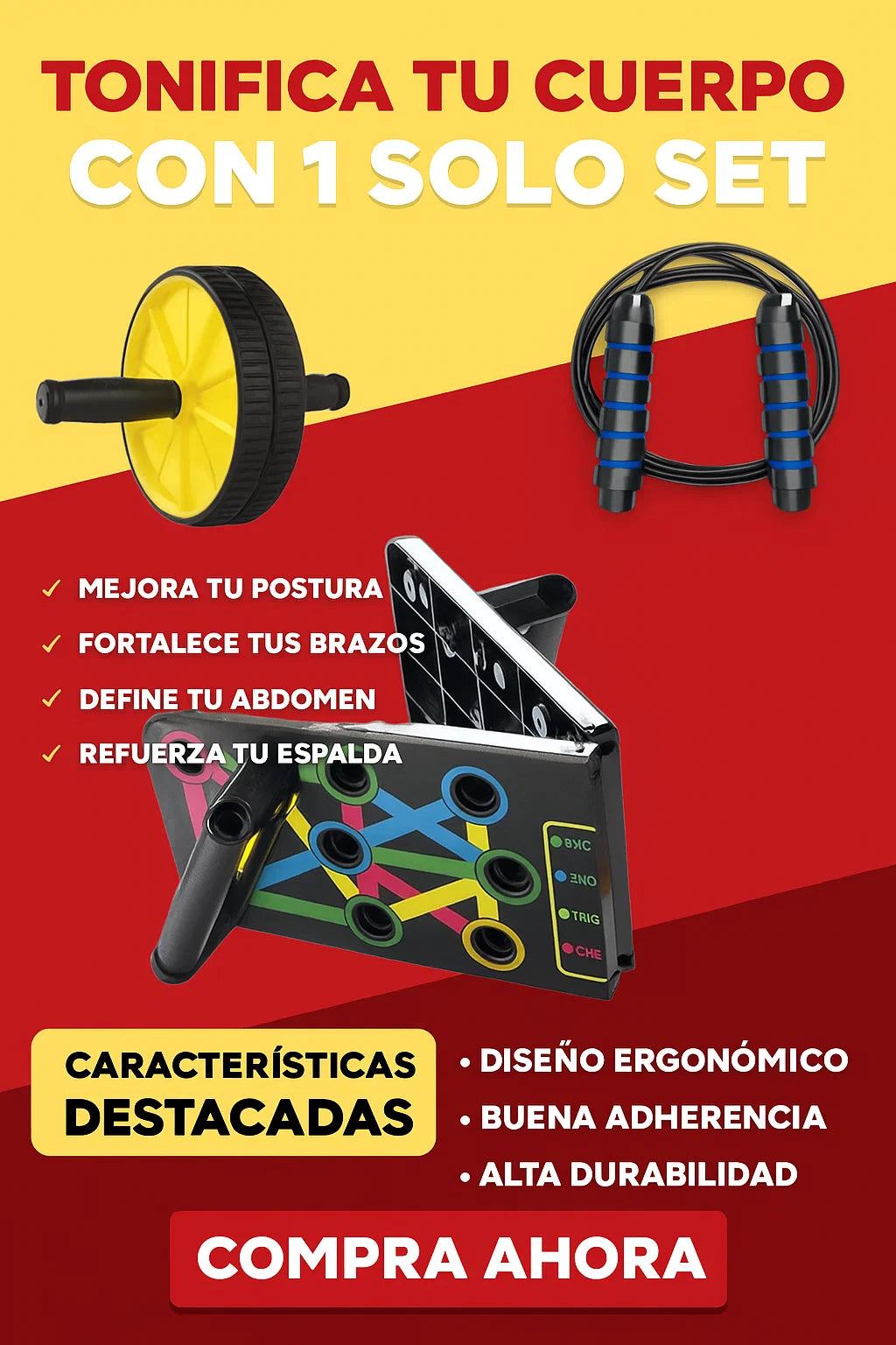 GymPro Pack™ – Tabla, Rueda y Lazo