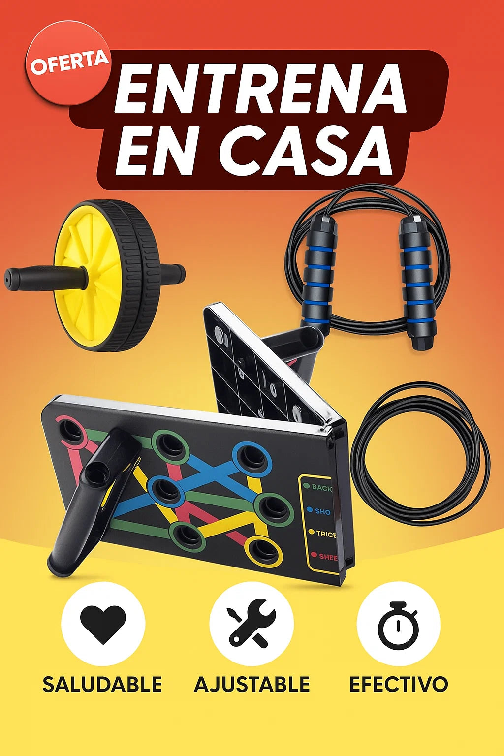 GymPro Pack™ – Tabla, Rueda y Lazo
