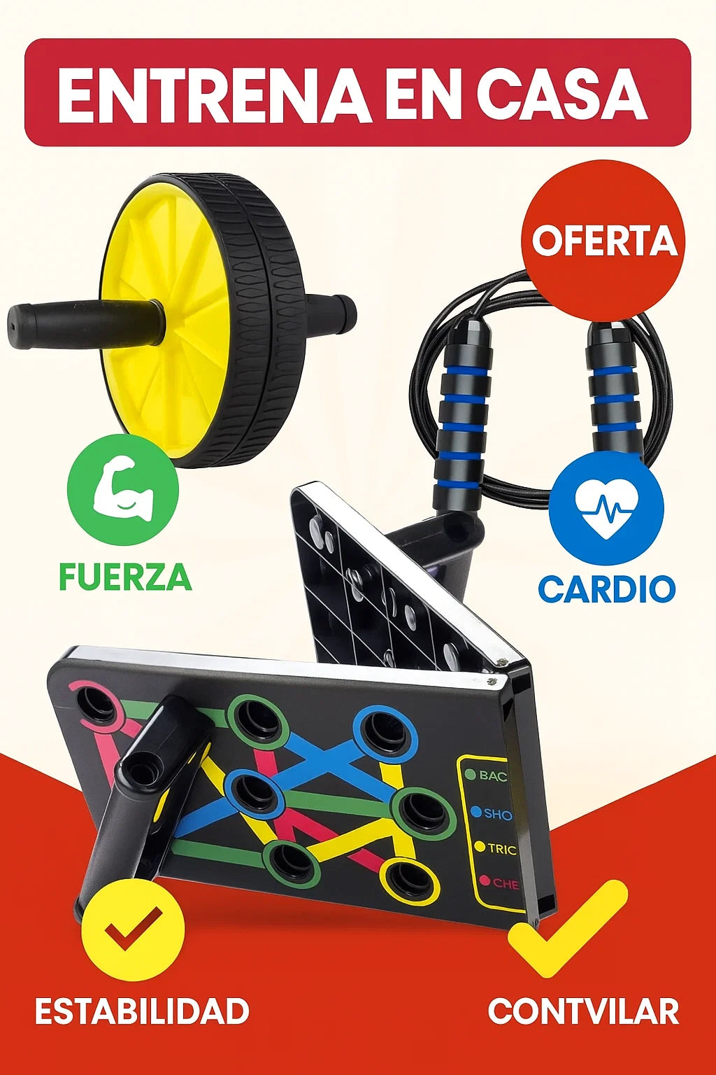 GymPro Pack™ – Tabla, Rueda y Lazo