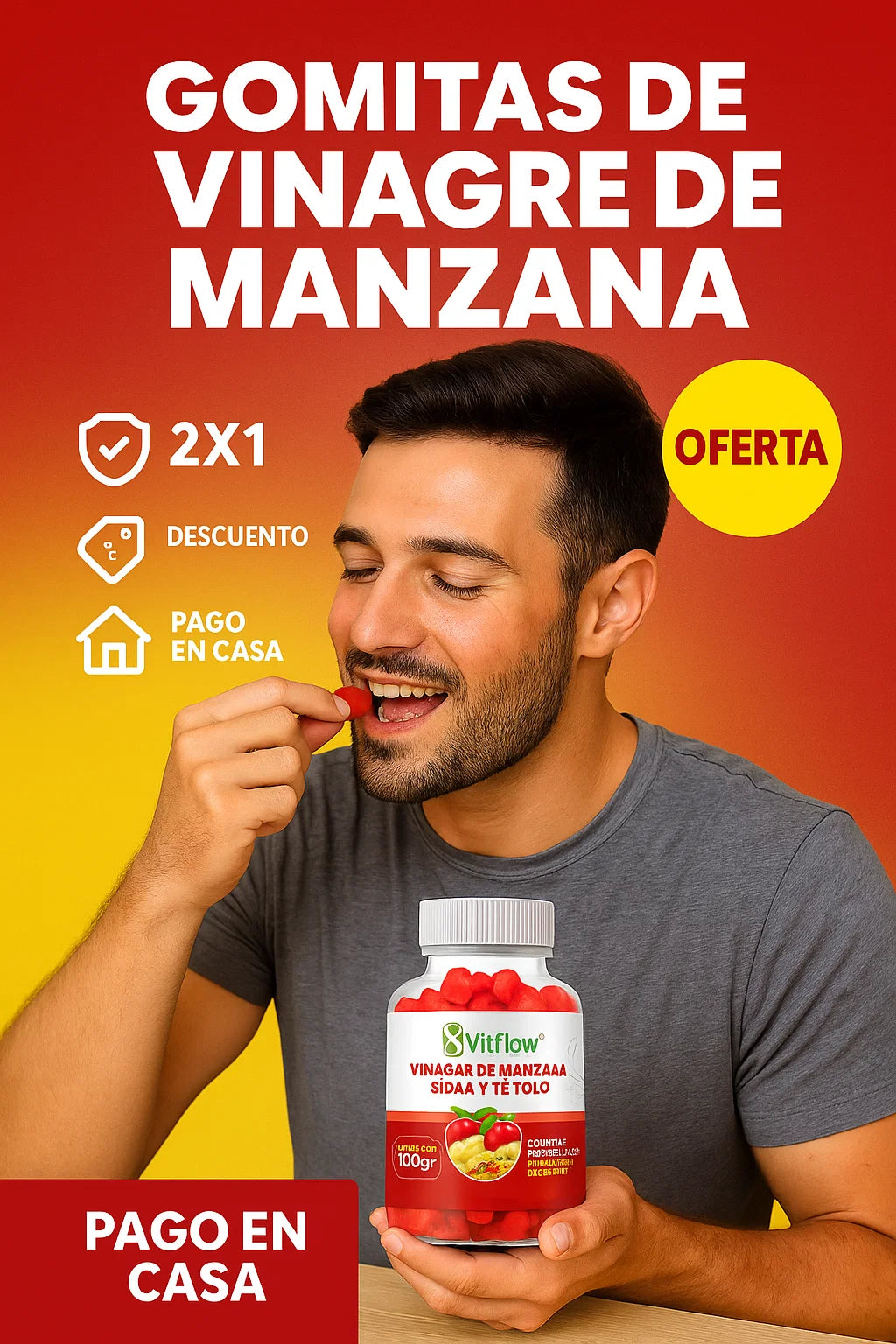 2X1 VitFlow ® – Gomitas de vinagre de manzana, Sidra y Té Rojo