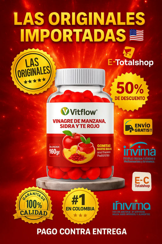 2X1 VitFlow ®  – Gomitas de vinagre de manzana, Sidra y Té Rojo